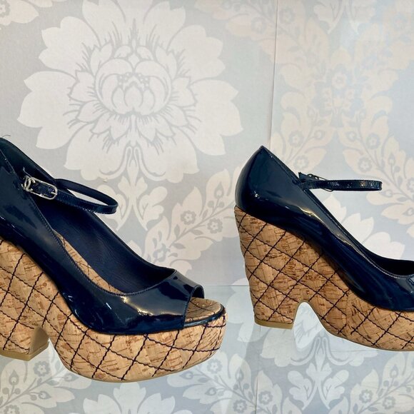 Chanel Patent Leather Cork Wedge  - Size 36 - Picture 3 of 6